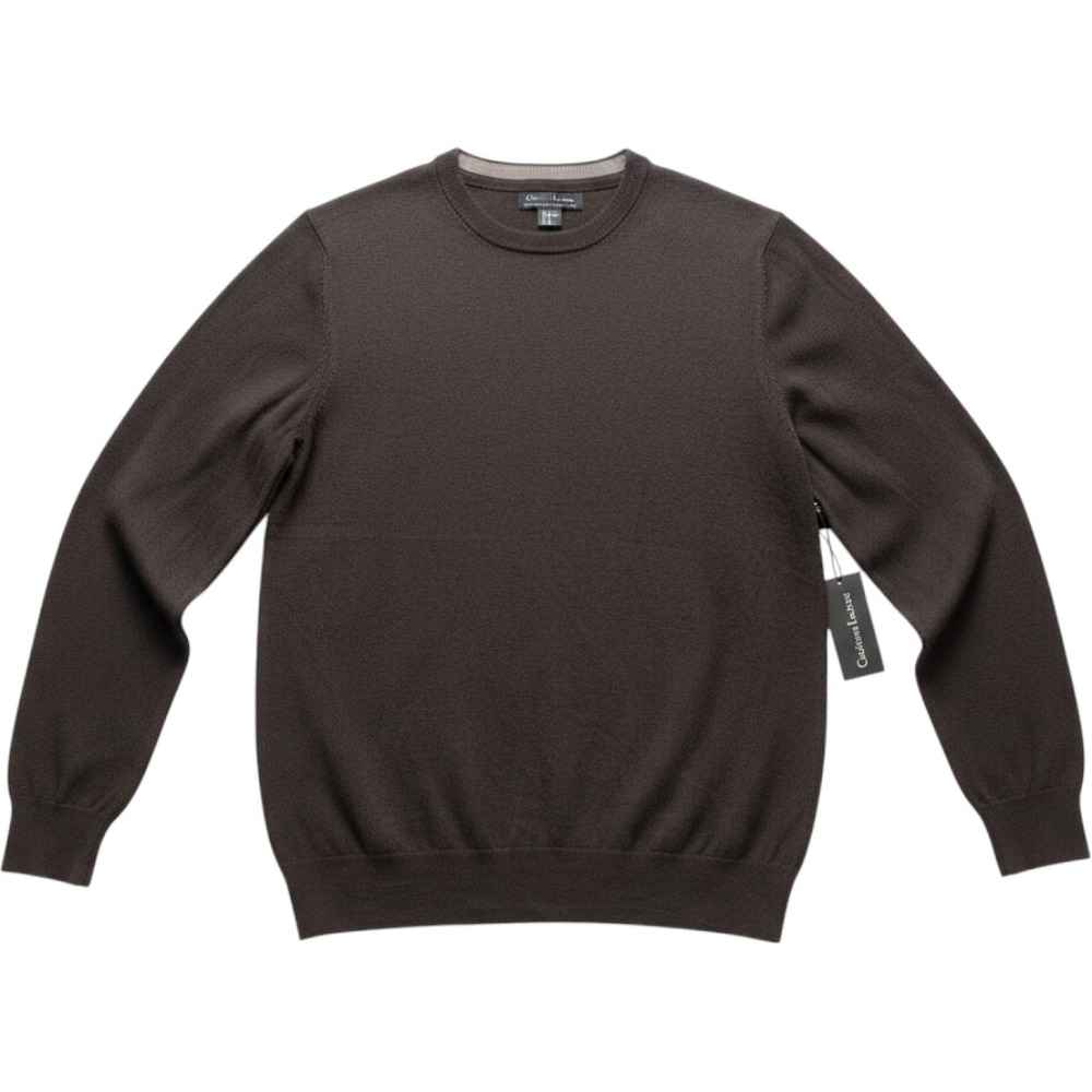 Christian Lacroix Sweater Mens 2XL Brown Merino Wool Crewneck Lightweight Knit